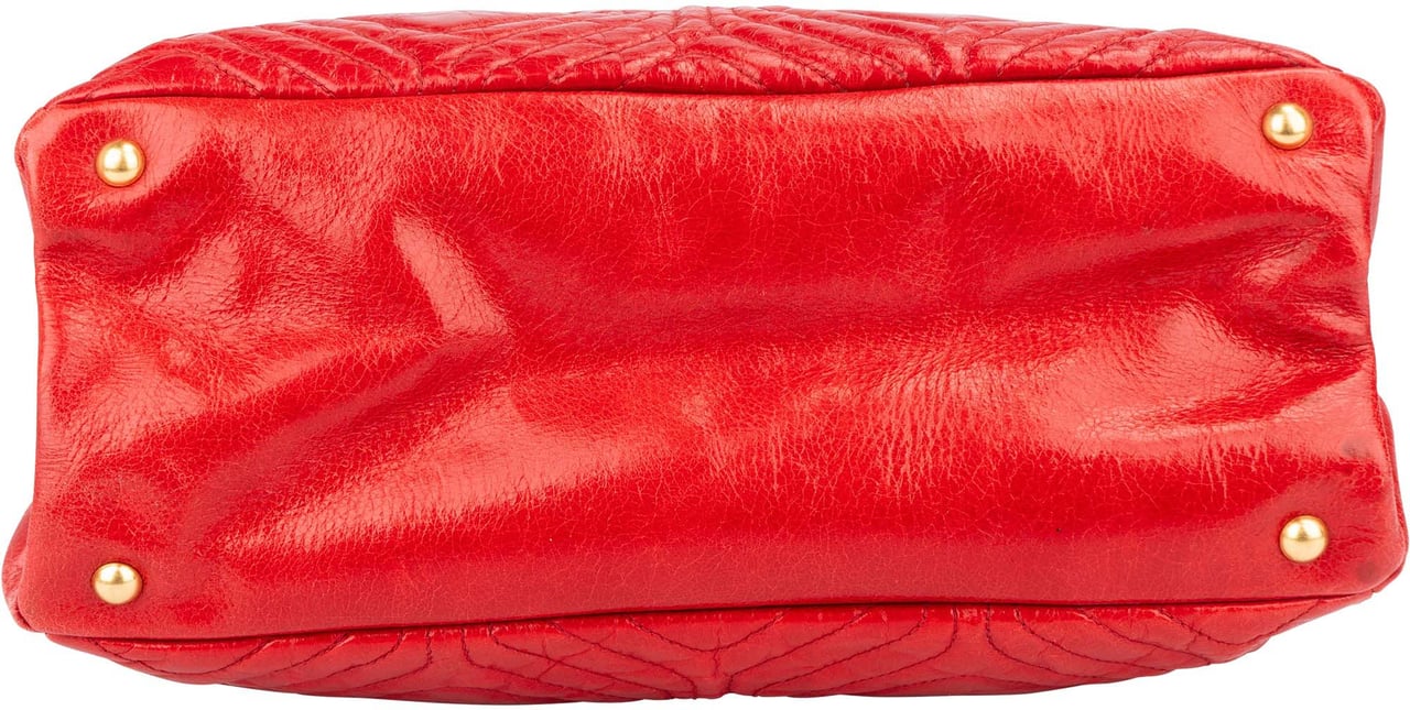 Miu Miu Quilted Leather City Handbag Rood
