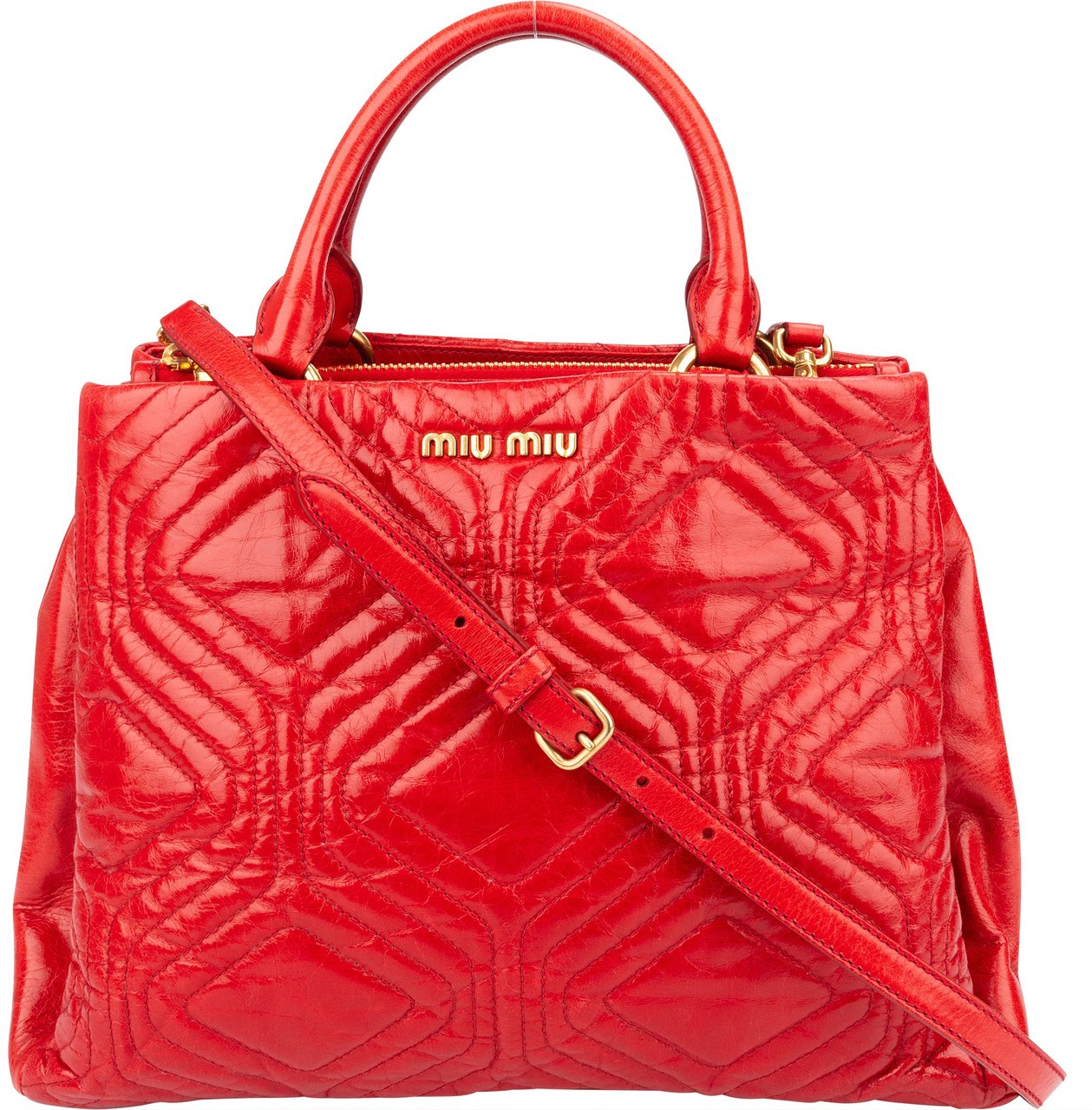 Miu Miu Miu Miu Quilted Leather City Handbag Rood
