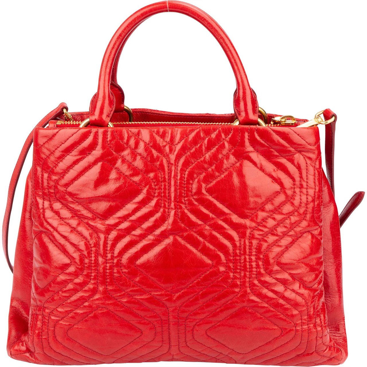 Miu Miu Quilted Leather City Handbag Rood