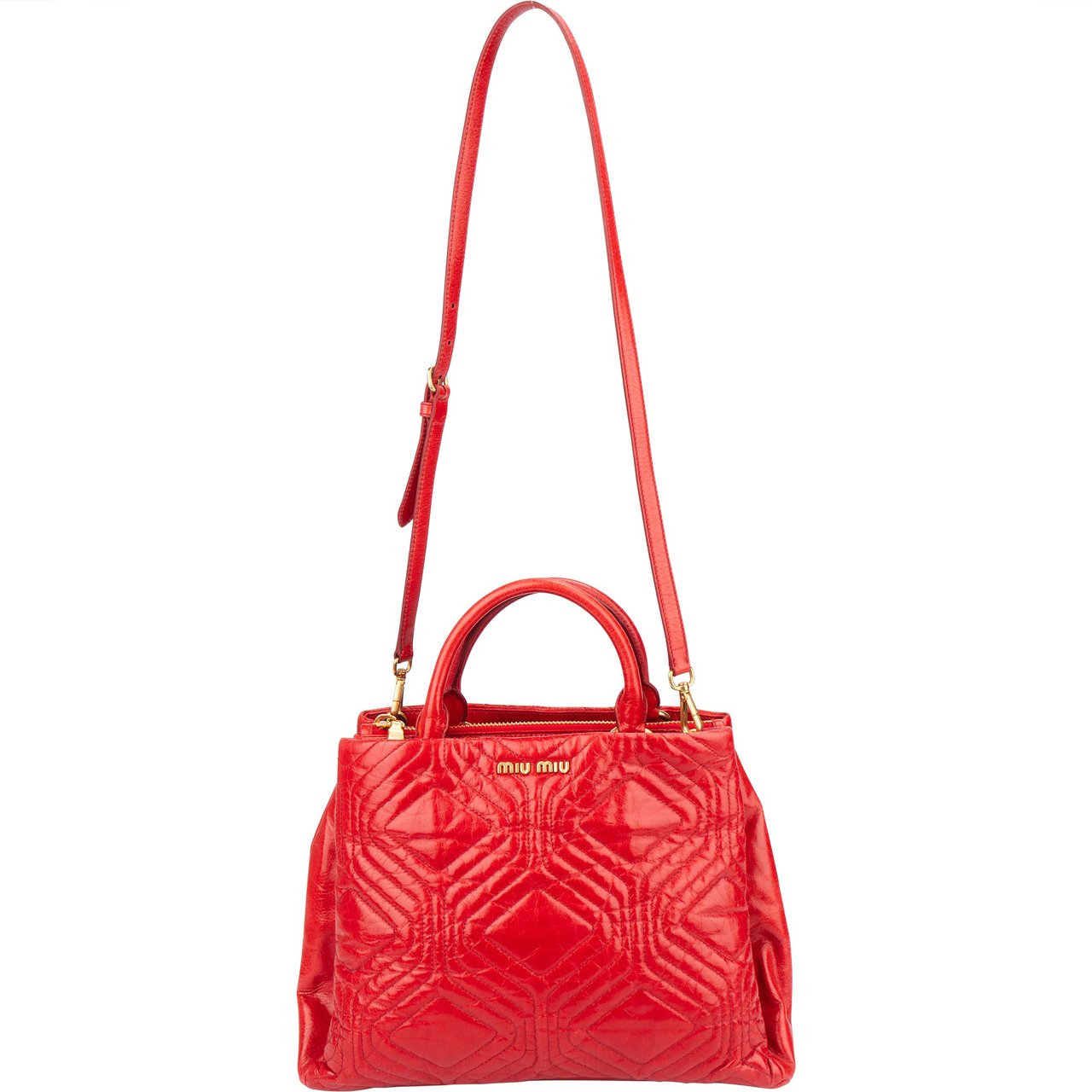 Miu Miu Miu Miu Quilted Leather City Handbag Rood