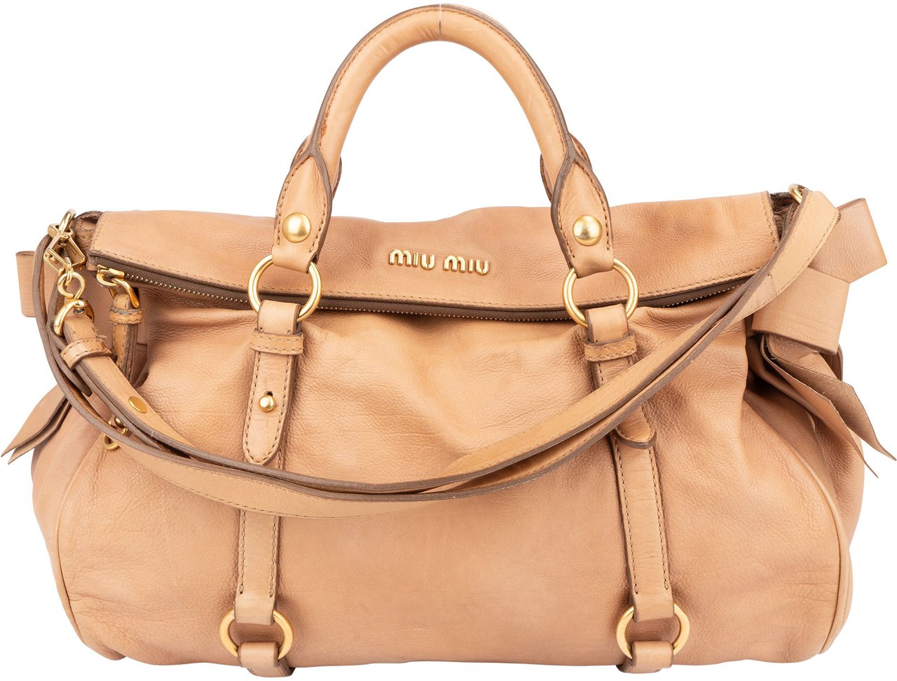 Miu Miu Miu Miu Classic Leather City Handbag Bruin