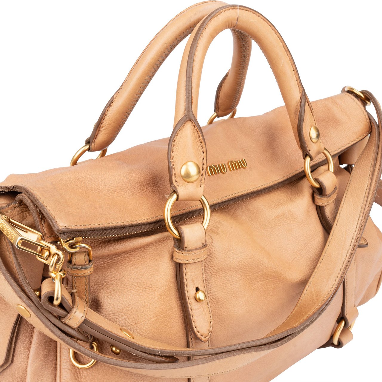 Miu Miu Miu Miu Classic Leather City Handbag Bruin