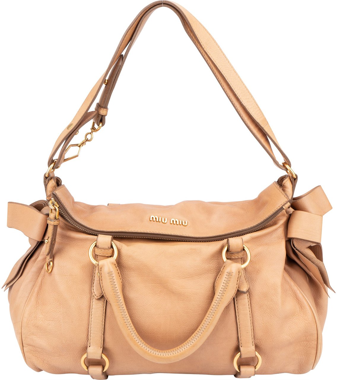 Miu Miu Miu Miu Classic Leather City Handbag Bruin