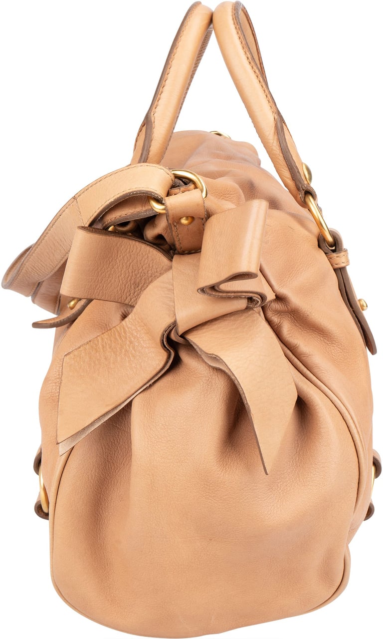Miu Miu Miu Miu Classic Leather City Handbag Bruin