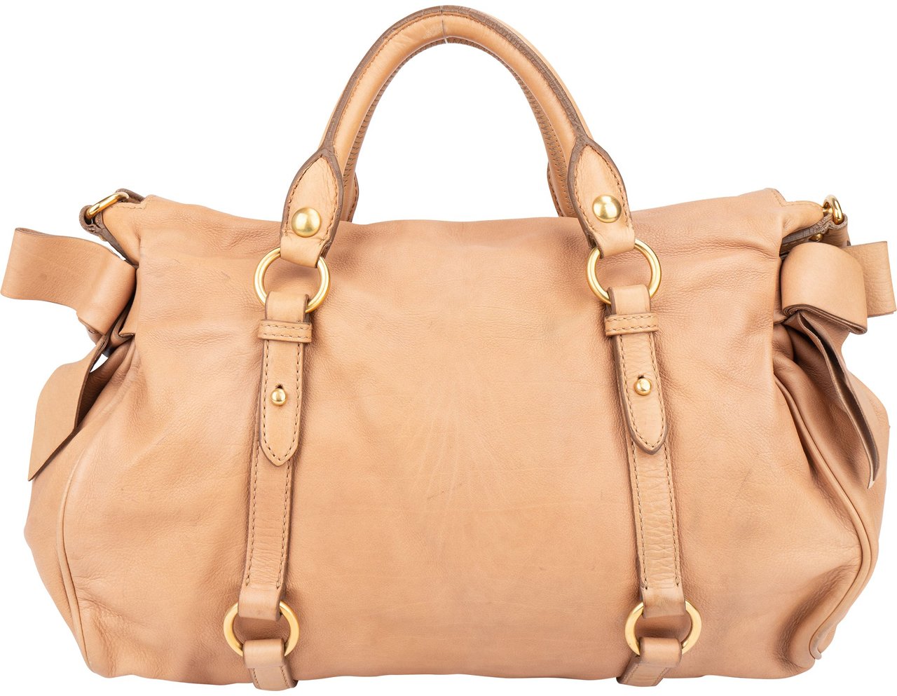 Miu Miu Miu Miu Classic Leather City Handbag Bruin