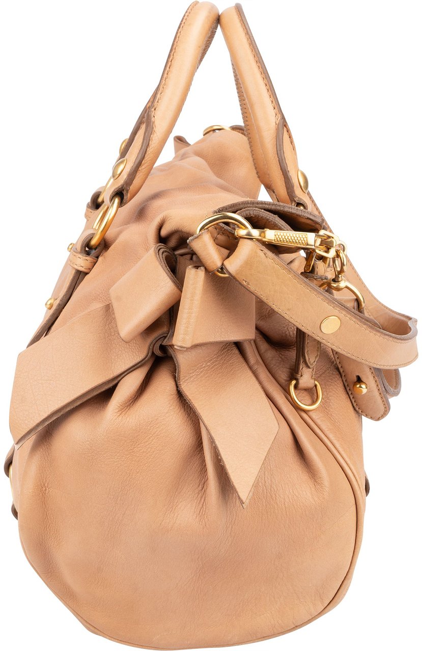Miu Miu Miu Miu Classic Leather City Handbag Bruin