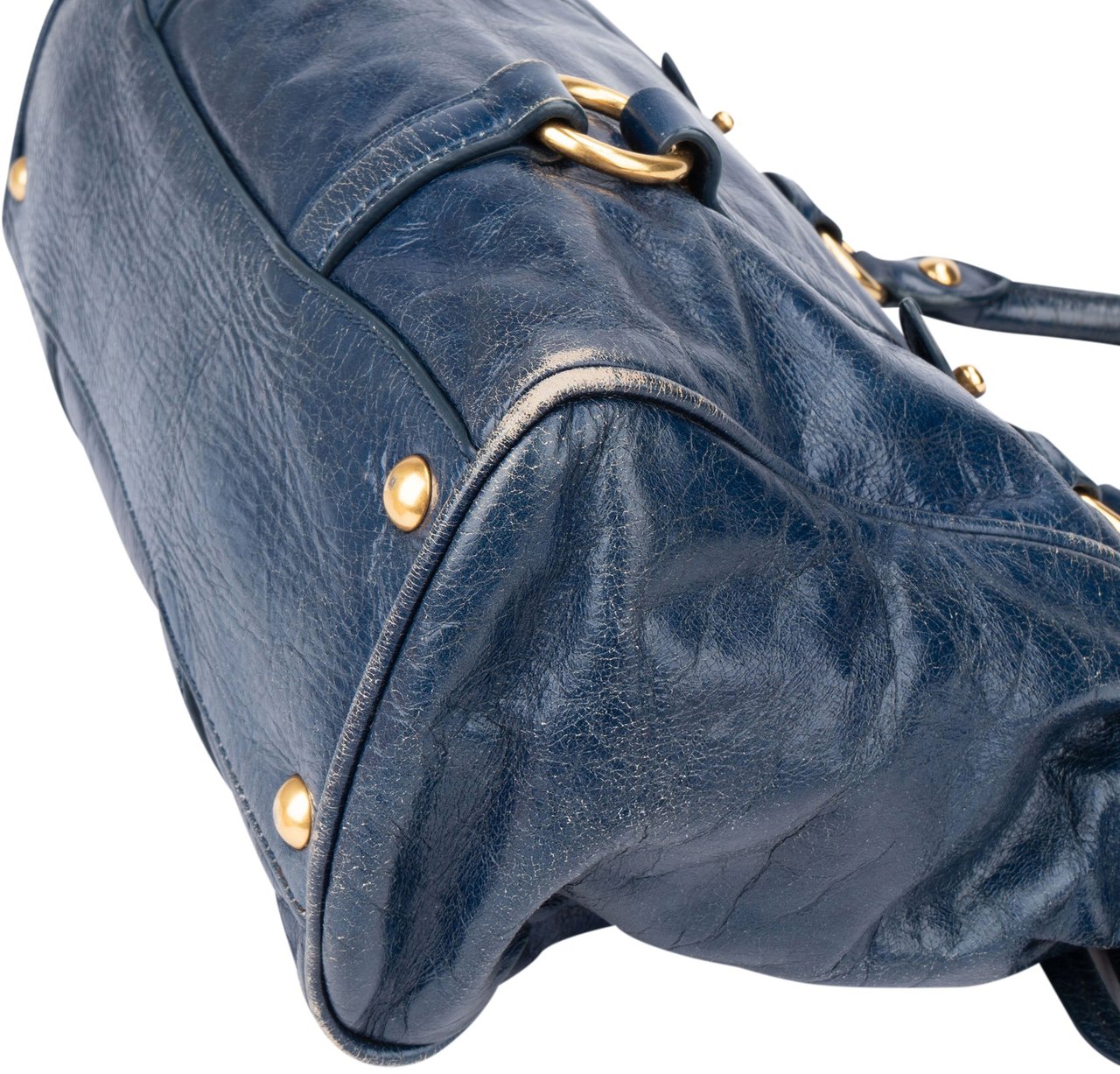 Miu Miu Miu Miu Blue Leather City Handbag Zwart