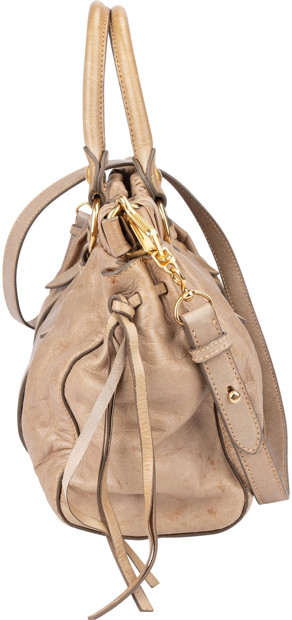 Miu Miu Miu Miu Classic Leather City Handbag Beige