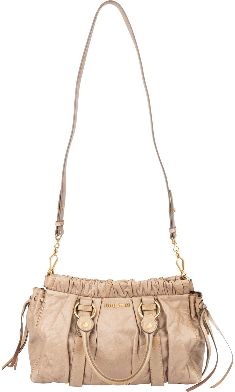 Miu Miu Miu Miu Classic Leather City Handbag Beige