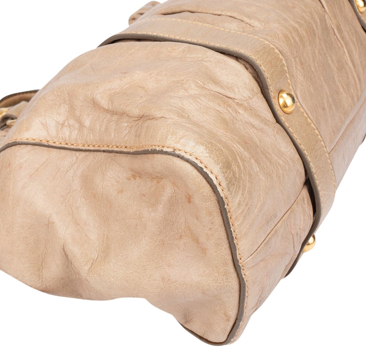 Miu Miu Miu Miu Classic Leather City Handbag Beige