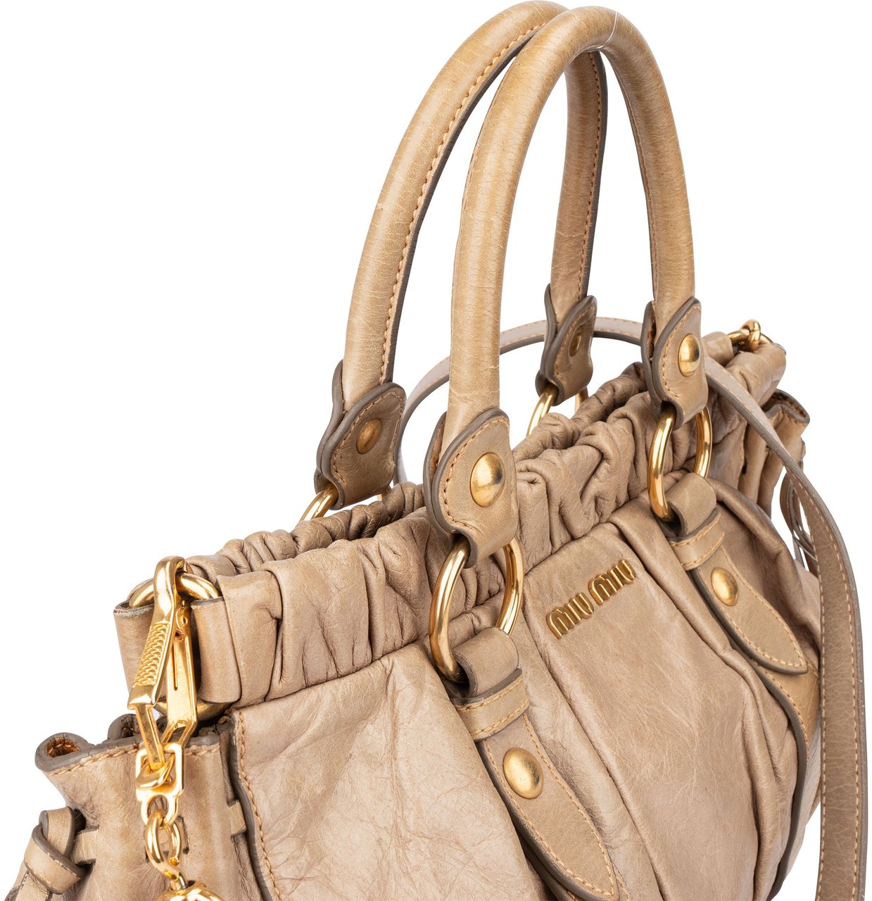 Miu Miu Miu Miu Classic Leather City Handbag Beige