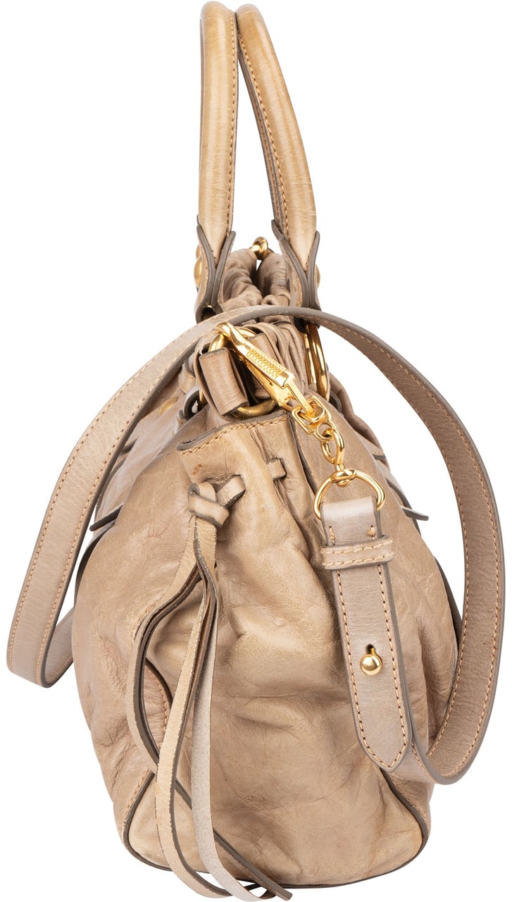 Miu Miu Miu Miu Classic Leather City Handbag Beige