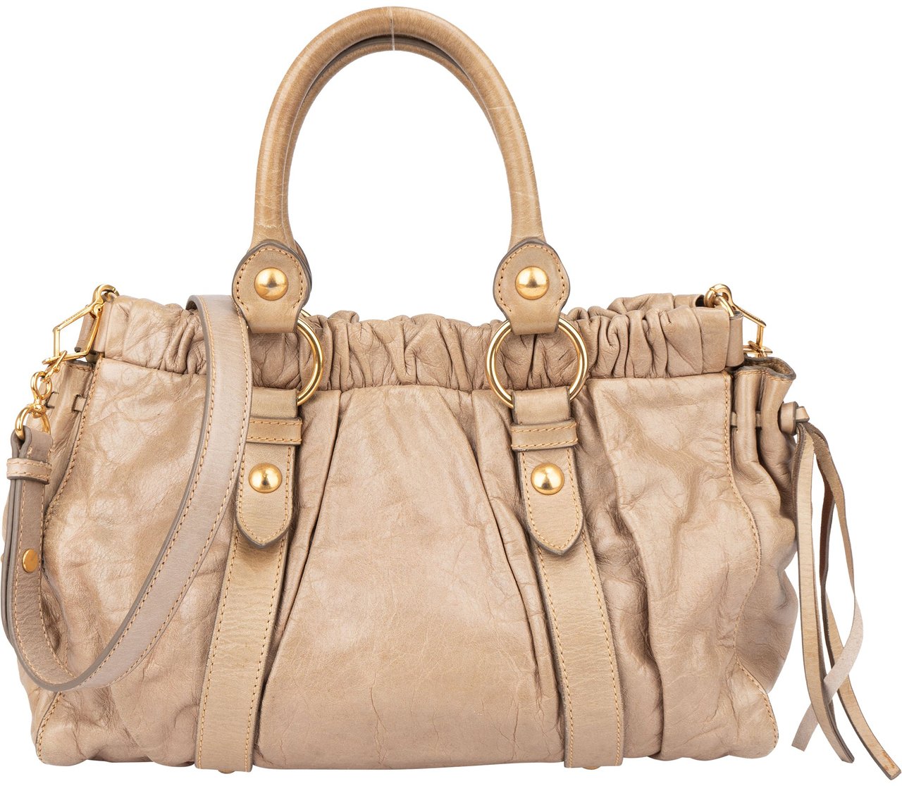 Miu Miu Miu Miu Classic Leather City Handbag Beige