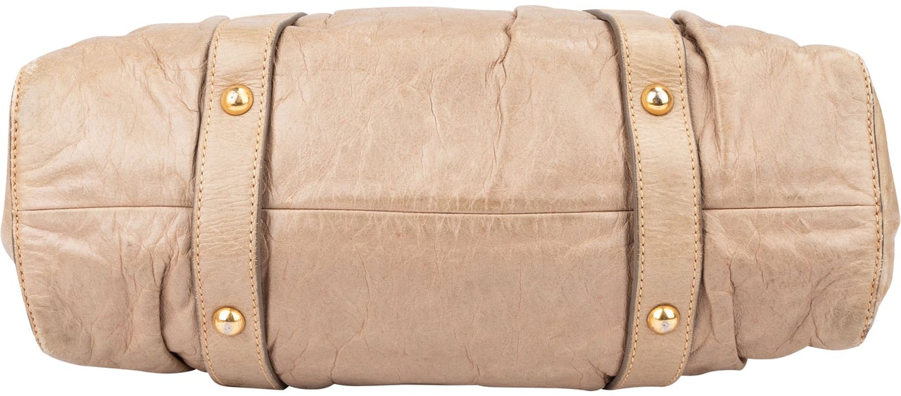Miu Miu Miu Miu Classic Leather City Handbag Beige