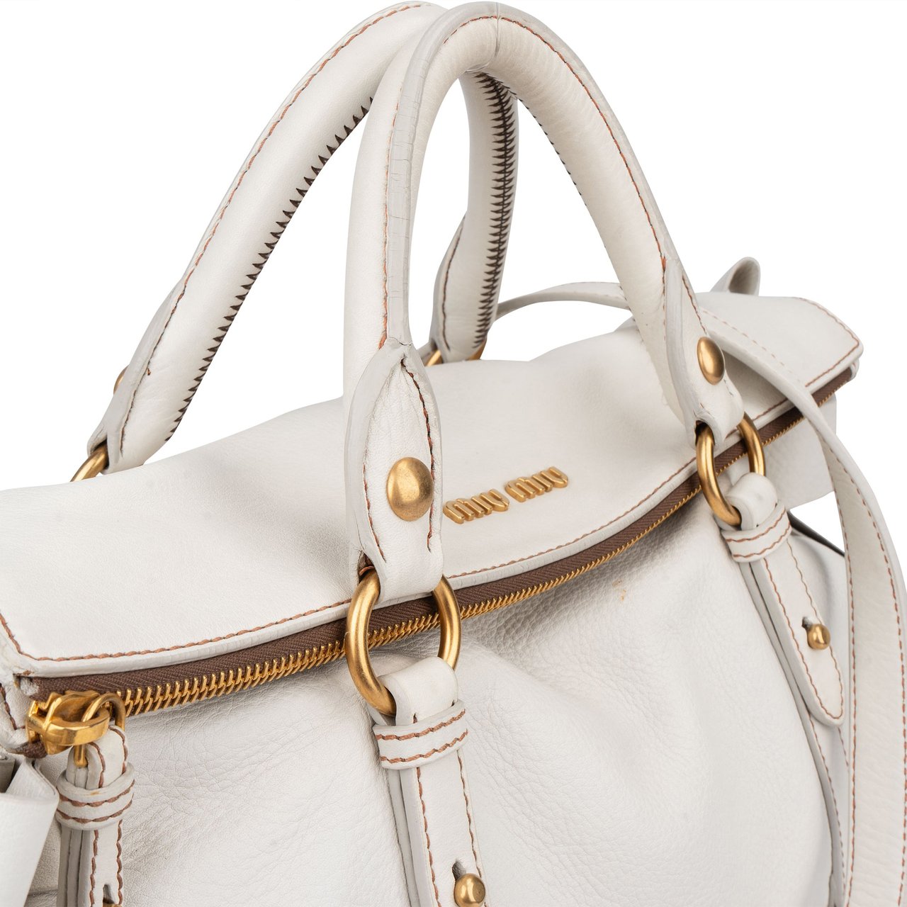Miu Miu Miu Miu Classic Leather City Handbag Wit