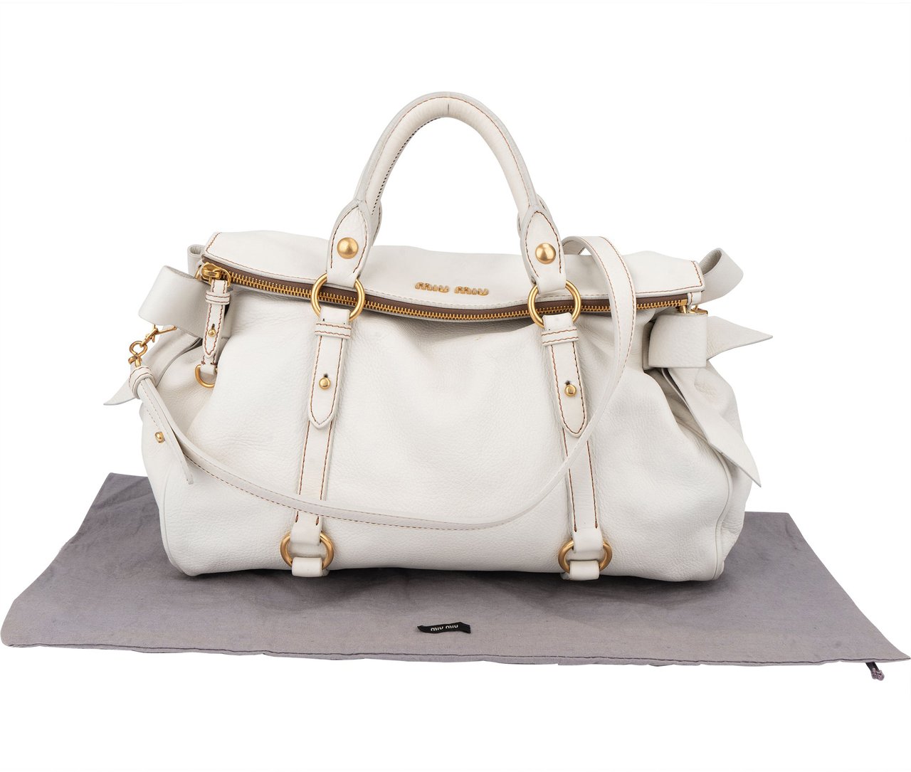 Miu Miu Miu Miu Classic Leather City Handbag Wit