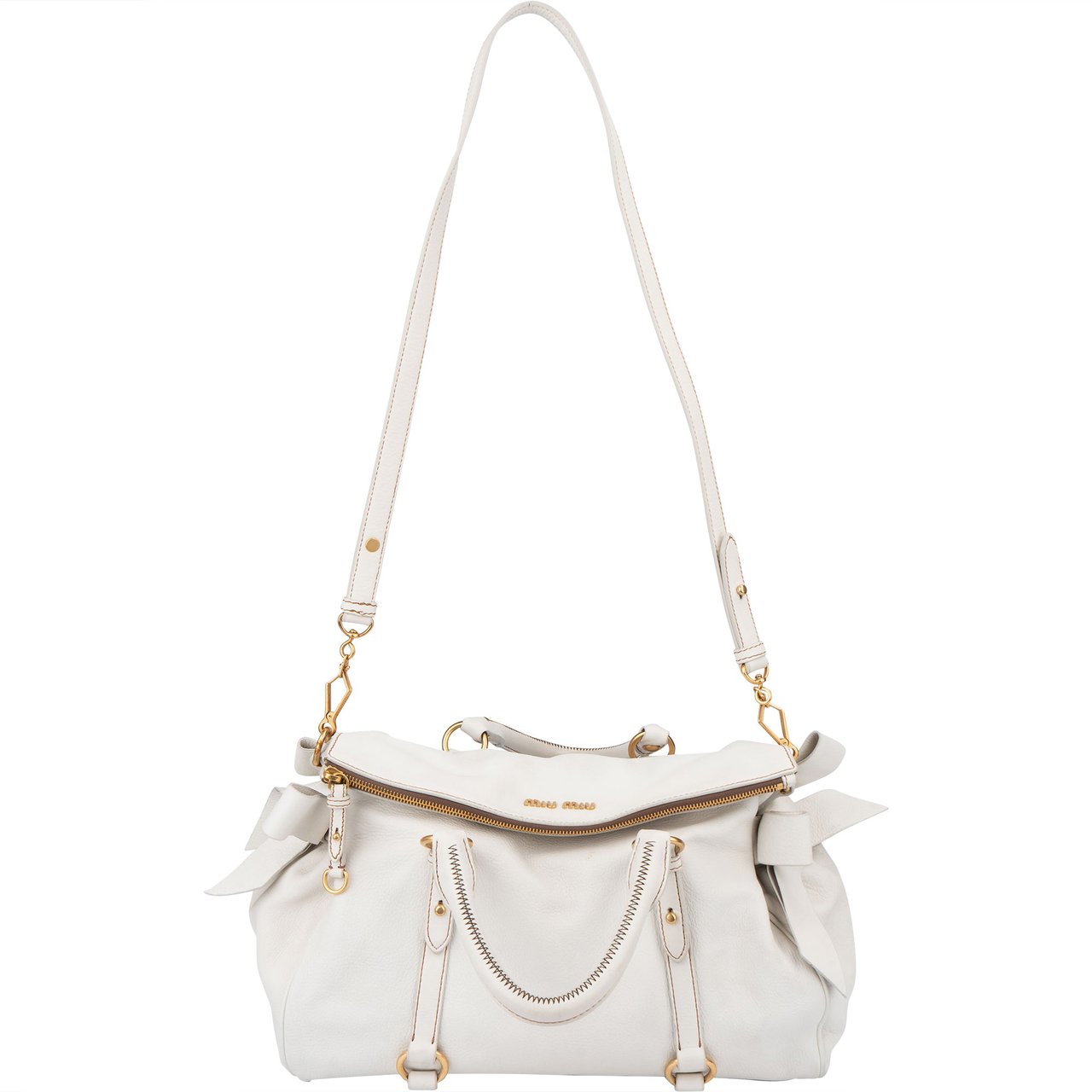 Miu Miu Miu Miu Classic Leather City Handbag Wit