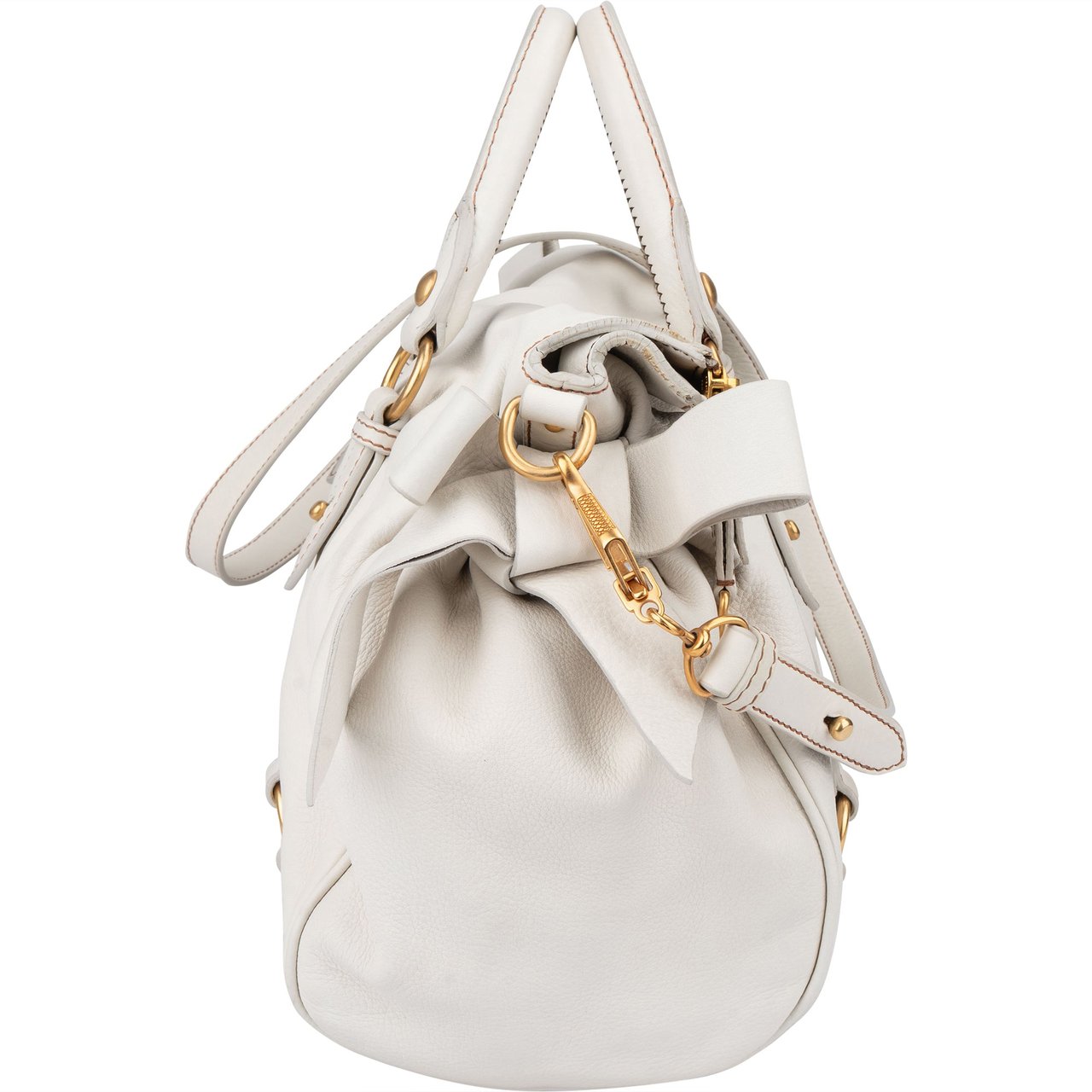 Miu Miu Miu Miu Classic Leather City Handbag Wit