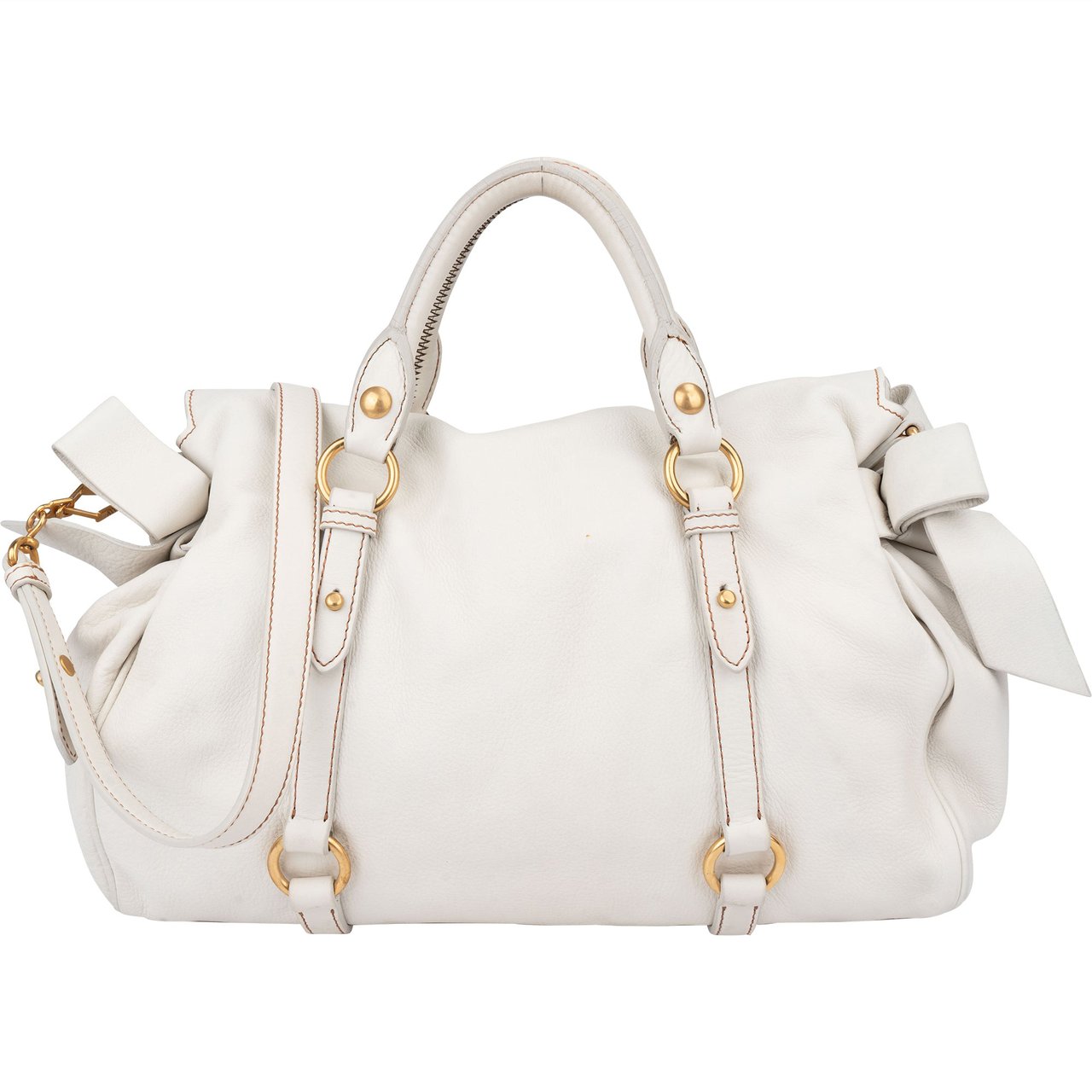 Miu Miu Miu Miu Classic Leather City Handbag Wit