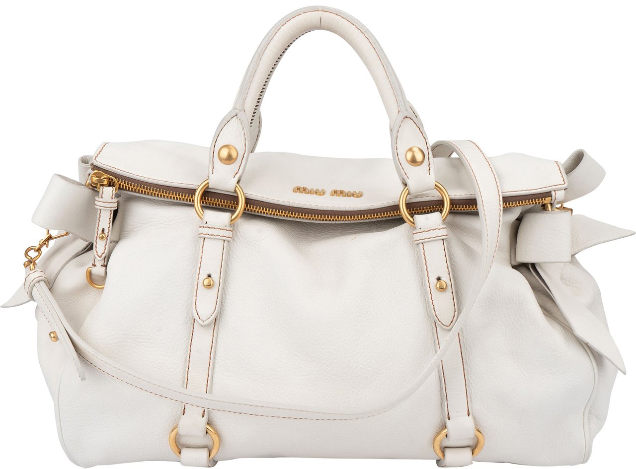 Miu Miu Miu Miu Classic Leather City Handbag Wit