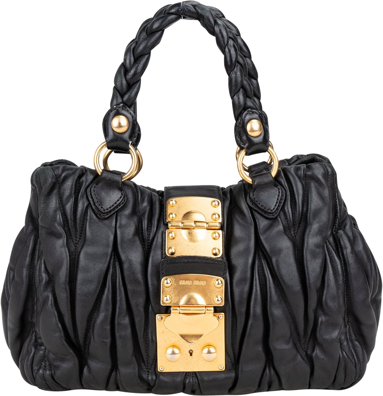Miu Miu Miu Miu Quilted Leather City Handbag Zwart
