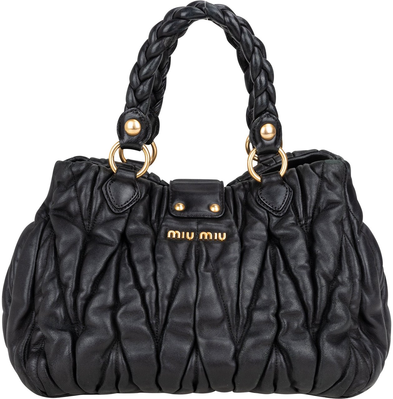 Miu Miu Miu Miu Quilted Leather City Handbag Zwart