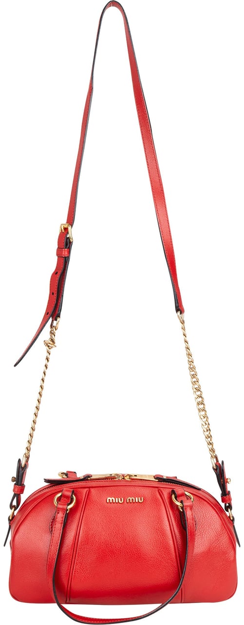 Miu Miu Miu Miu Red Leather Bowling Shoulder Bag Rood