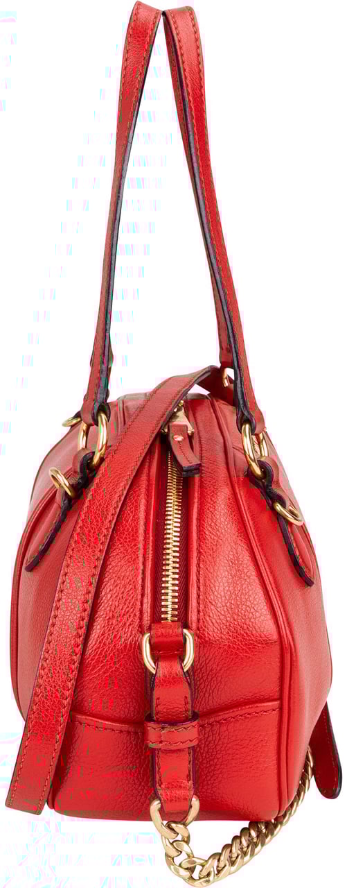 Miu Miu Miu Miu Red Leather Bowling Shoulder Bag Rood