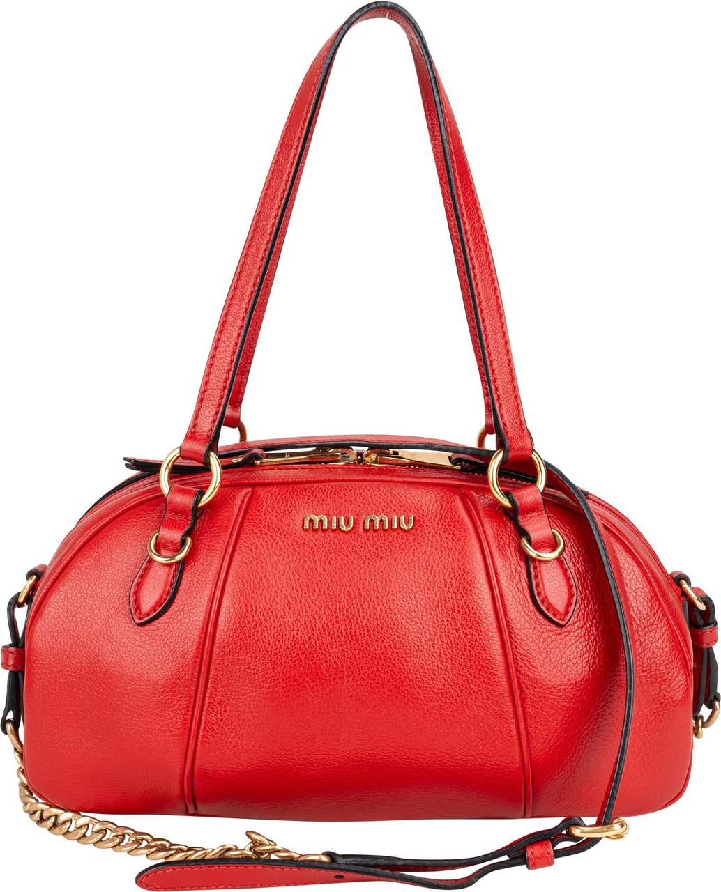 Miu Miu Miu Miu Red Leather Bowling Shoulder Bag Rood