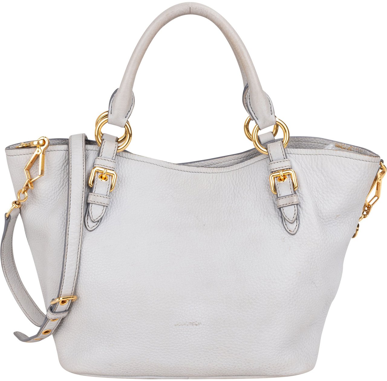 Miu Miu Miu Miu Grey Leather City Handbag Donkergrijs