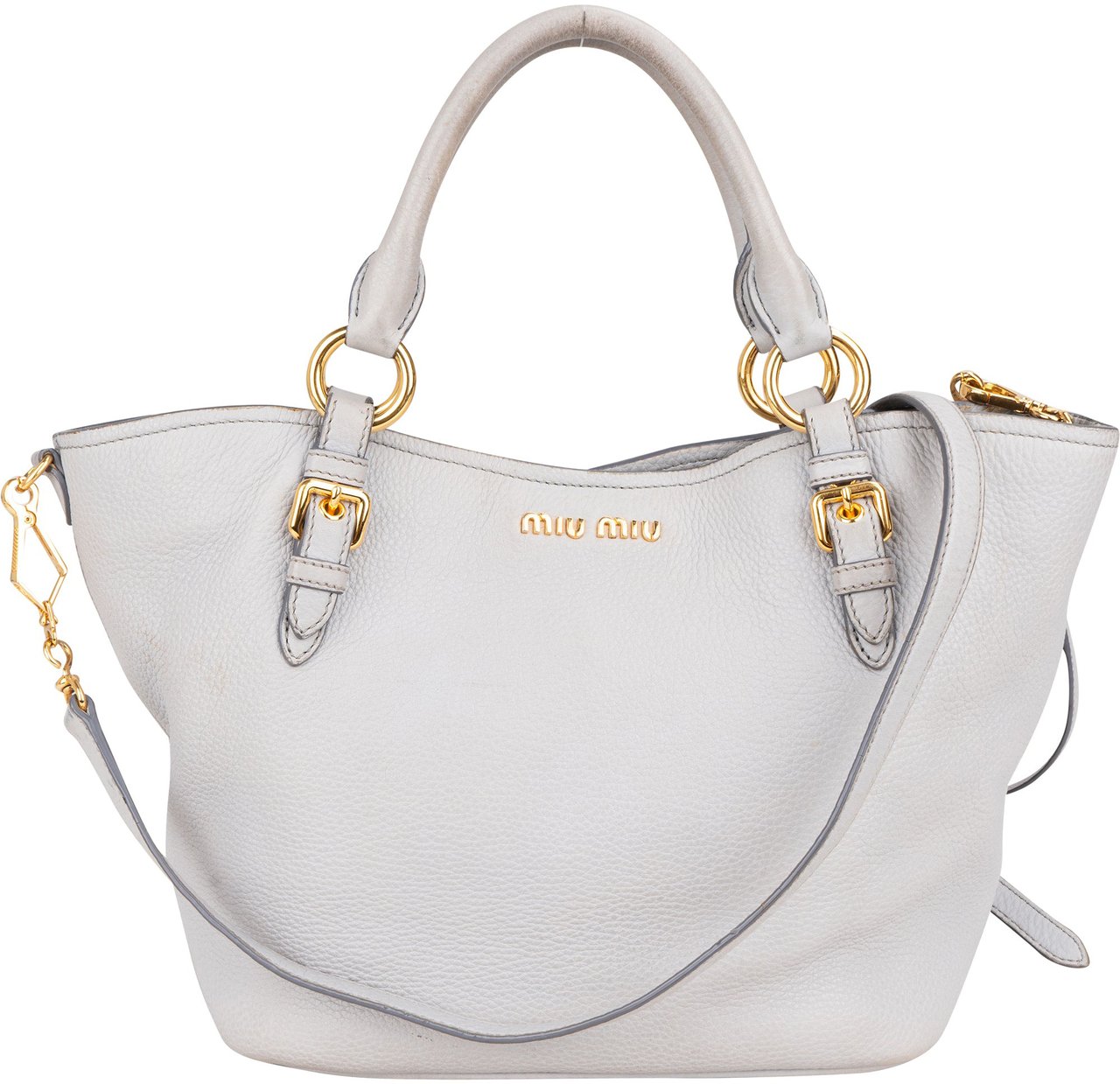 Miu Miu Miu Miu Grey Leather City Handbag Donkergrijs
