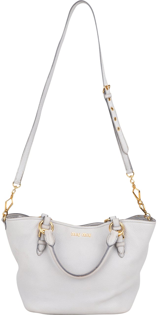 Miu Miu Grey Leather City Handbag Donkergrijs