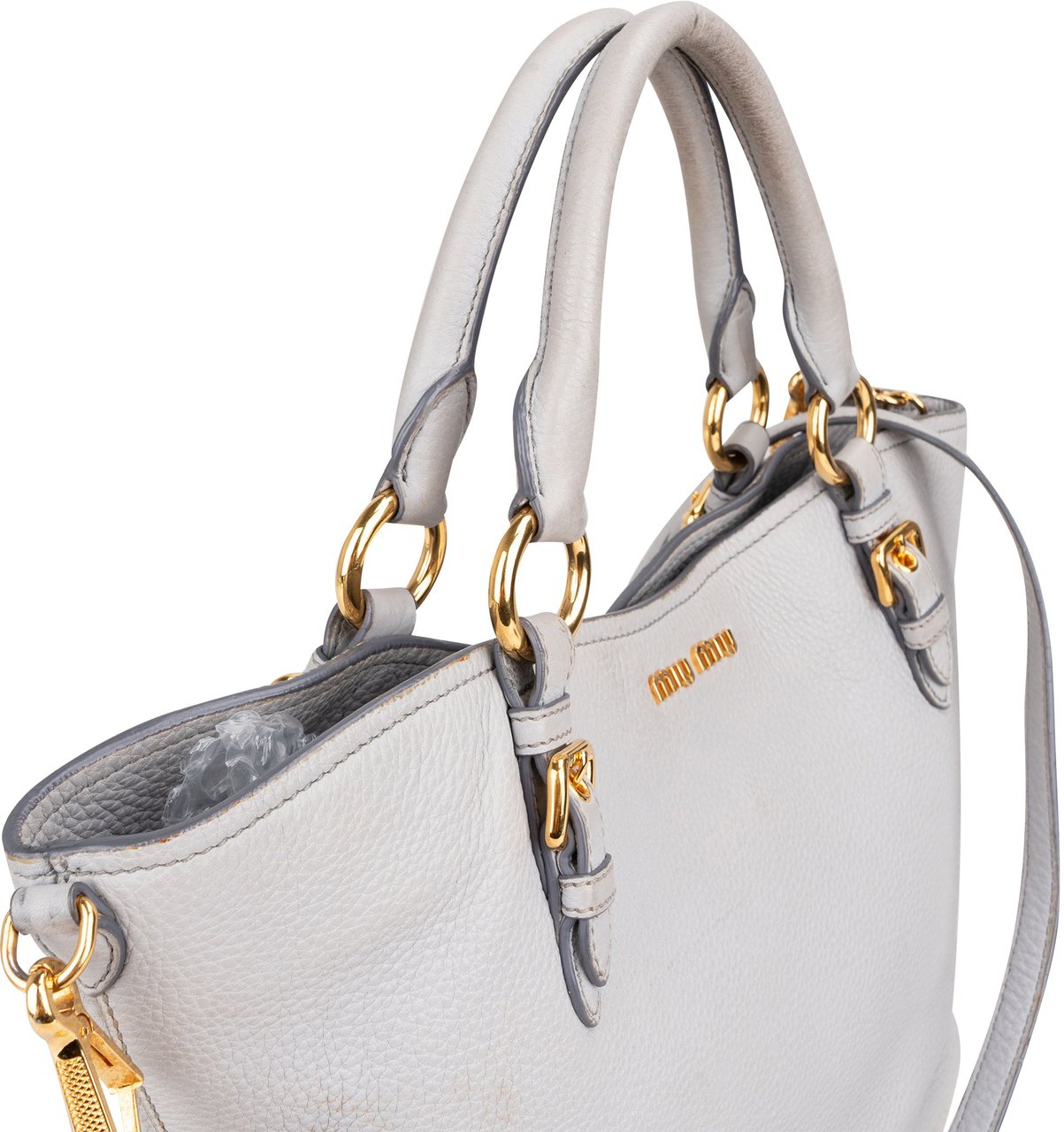 Miu Miu Grey Leather City Handbag Donkergrijs