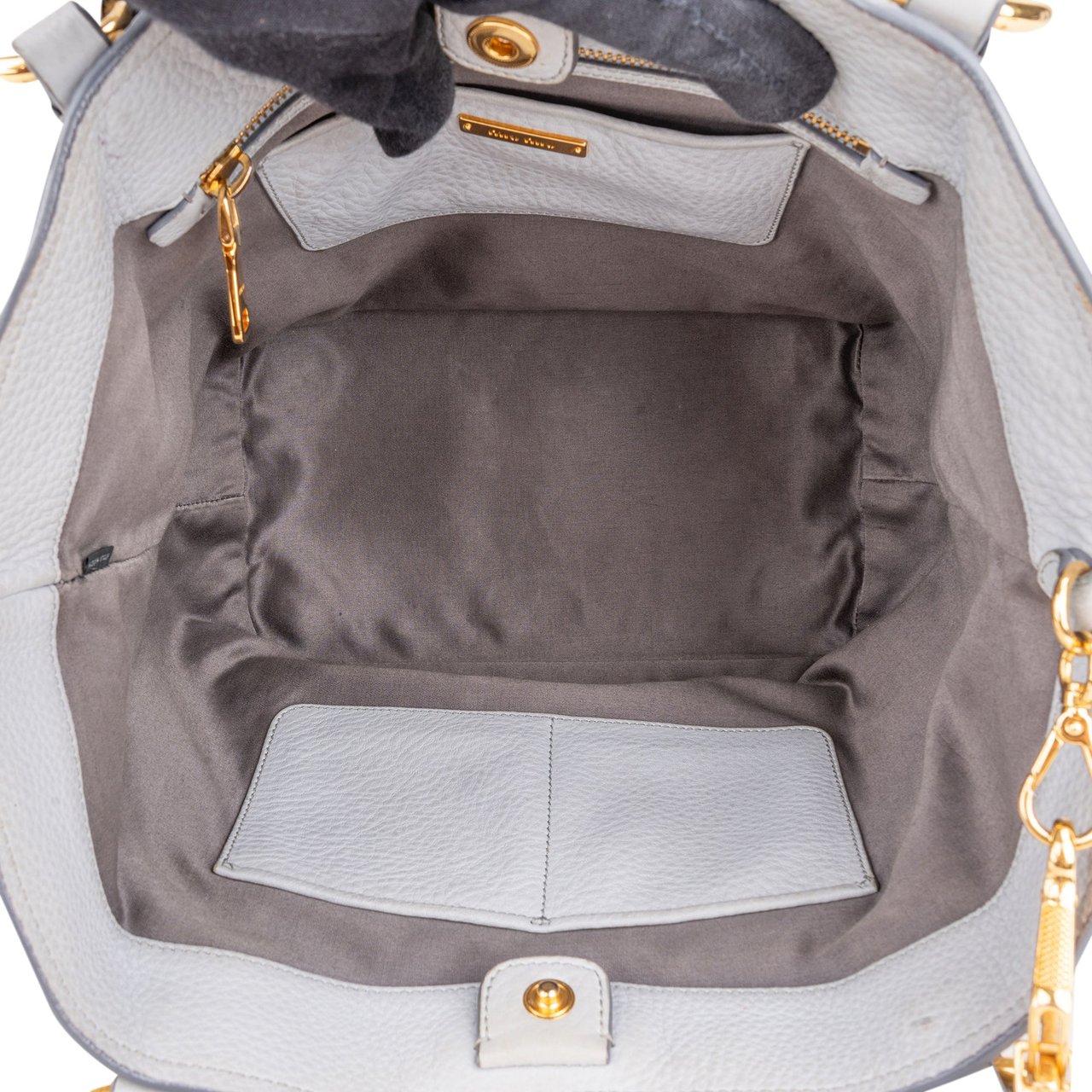 Miu Miu Grey Leather City Handbag Donkergrijs