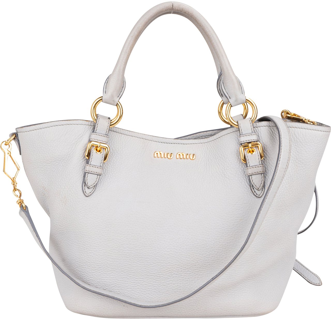 Miu Miu Miu Miu Grey Leather City Handbag Donkergrijs