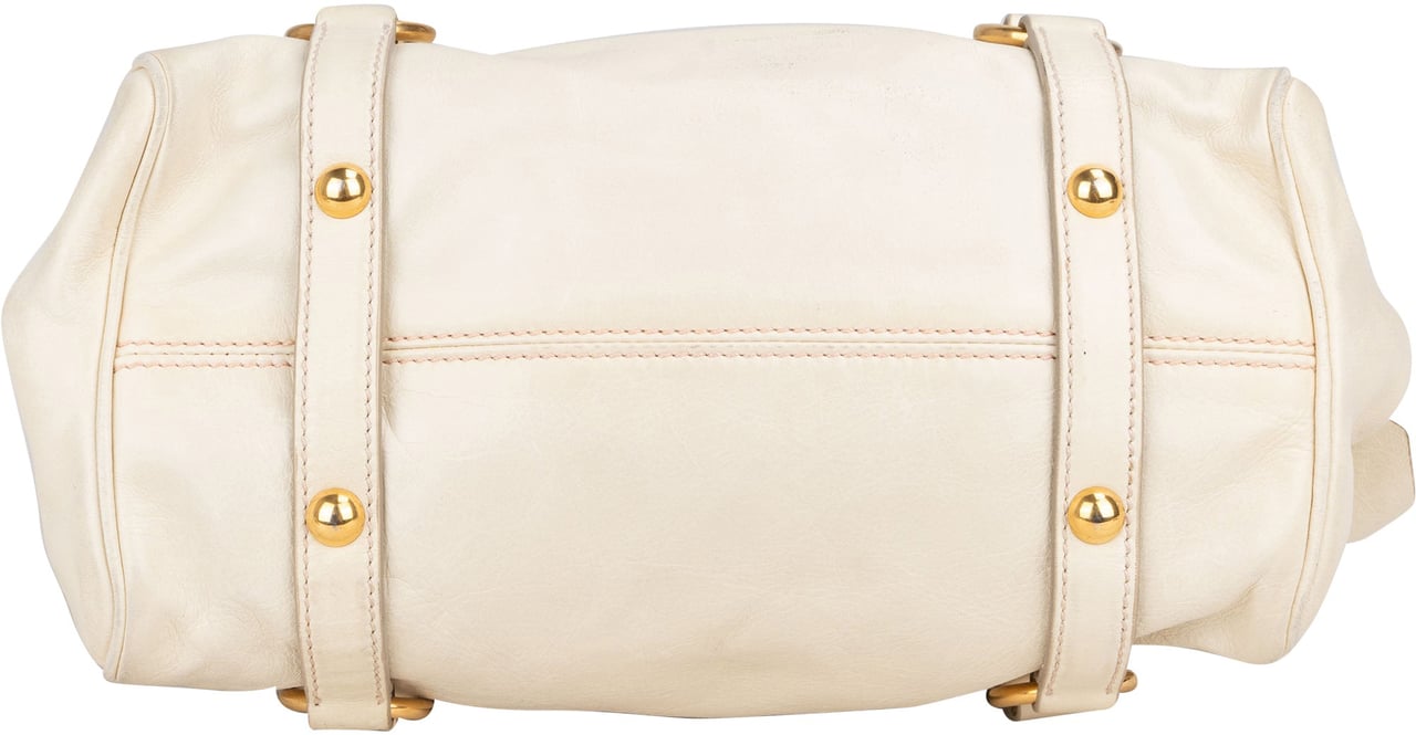Miu Miu Miu Miu White Leather City Handbag Wit