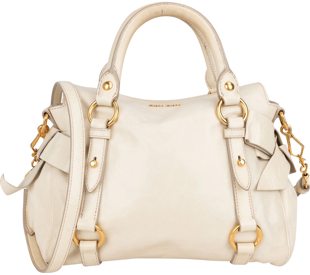 Miu Miu Miu Miu White Leather City Handbag Wit