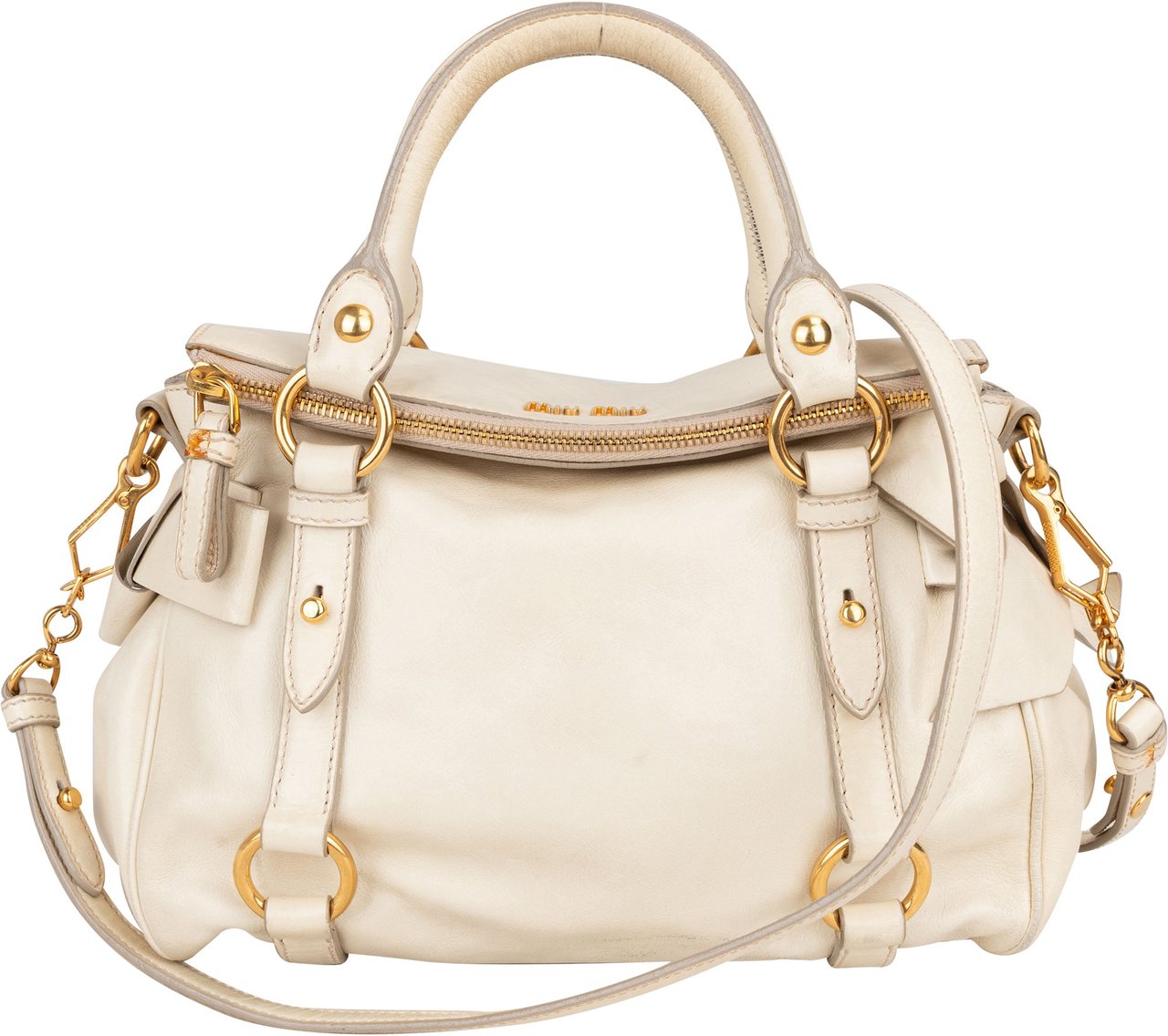 Miu Miu Miu Miu White Leather City Handbag Wit