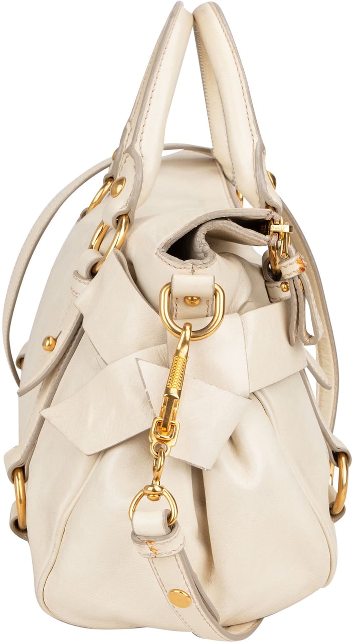 Miu Miu Miu Miu White Leather City Handbag Wit
