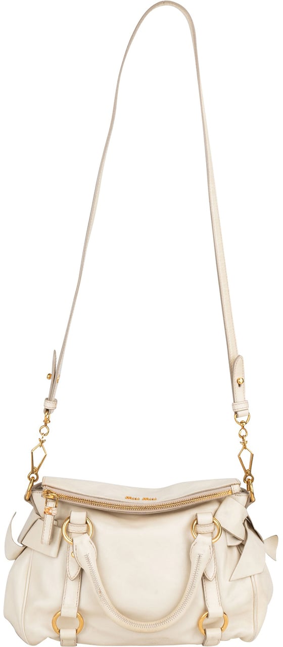 Miu Miu Miu Miu White Leather City Handbag Wit