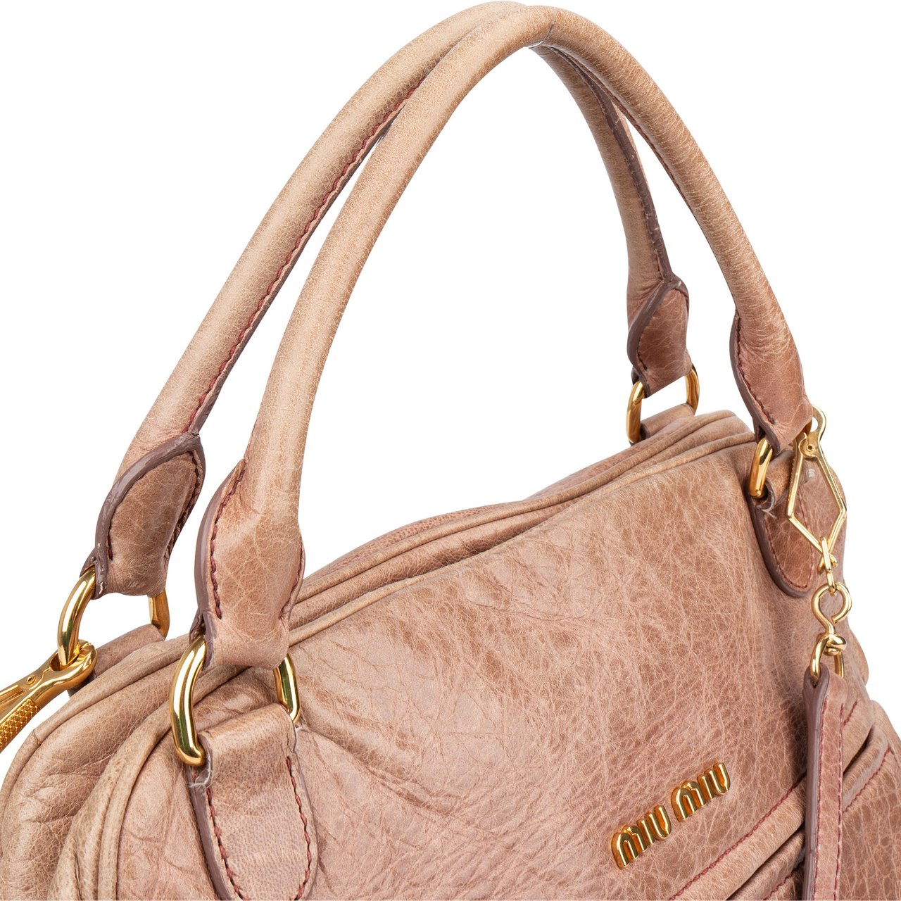 Miu Miu Miu Miu Leather Padlock Handbag Rood