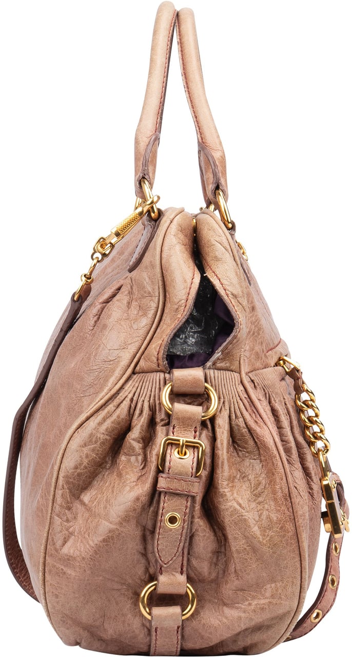 Miu Miu Miu Miu Leather Padlock Handbag Rood