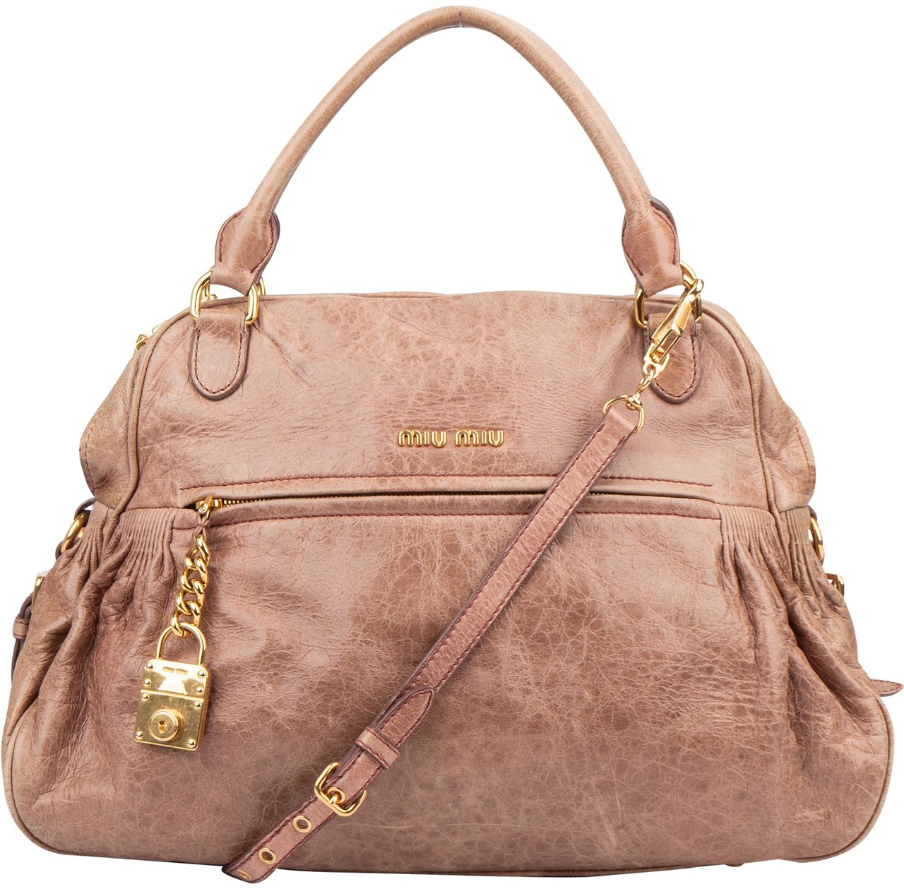 Miu Miu Miu Miu Leather Padlock Handbag Rood