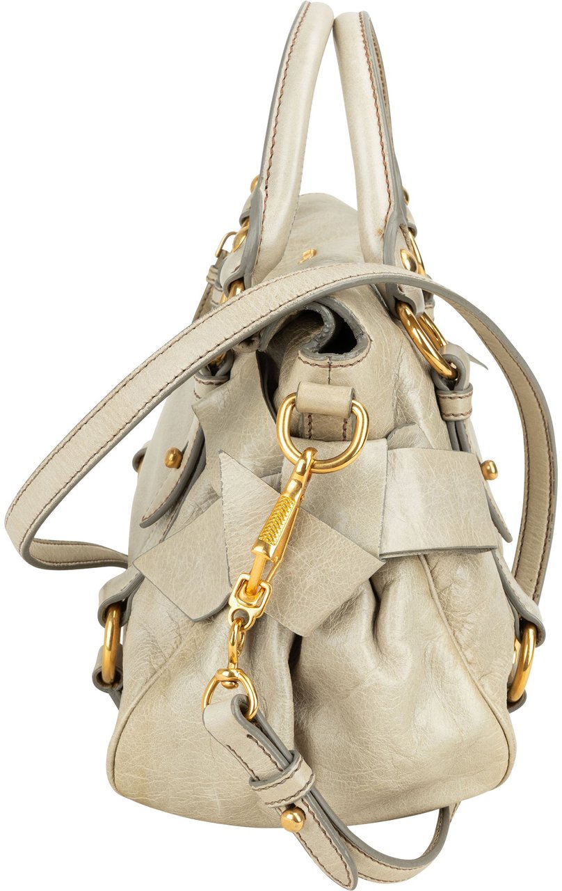 Miu Miu Miu Miu Classic Leather City Handbag Donkergrijs