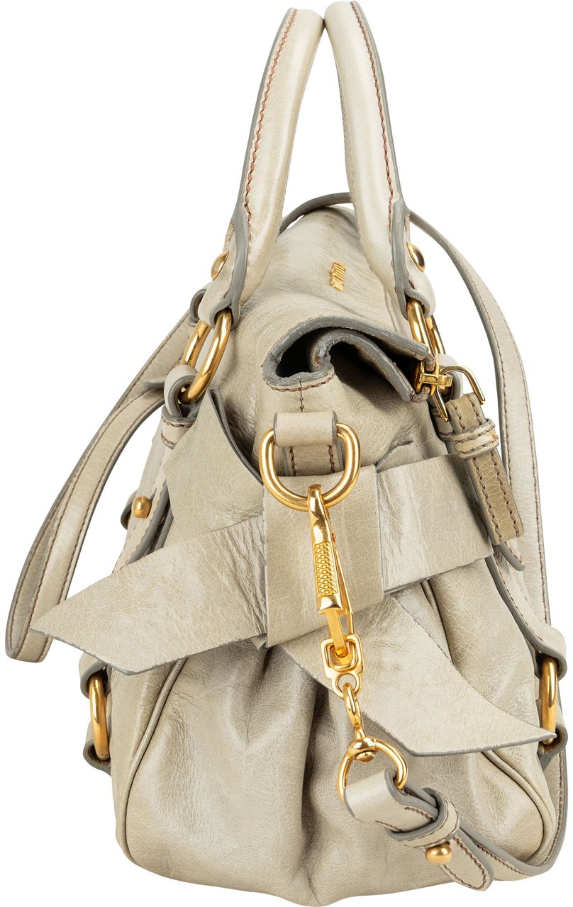 Miu Miu Miu Miu Classic Leather City Handbag Donkergrijs