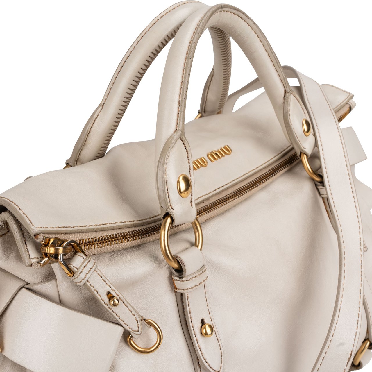Miu Miu Miu Miu Classic Leather City Handbag Wit