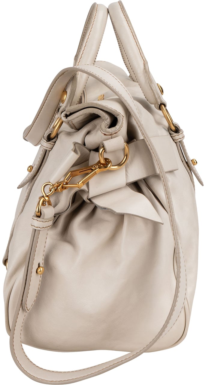 Miu Miu Miu Miu Classic Leather City Handbag Wit