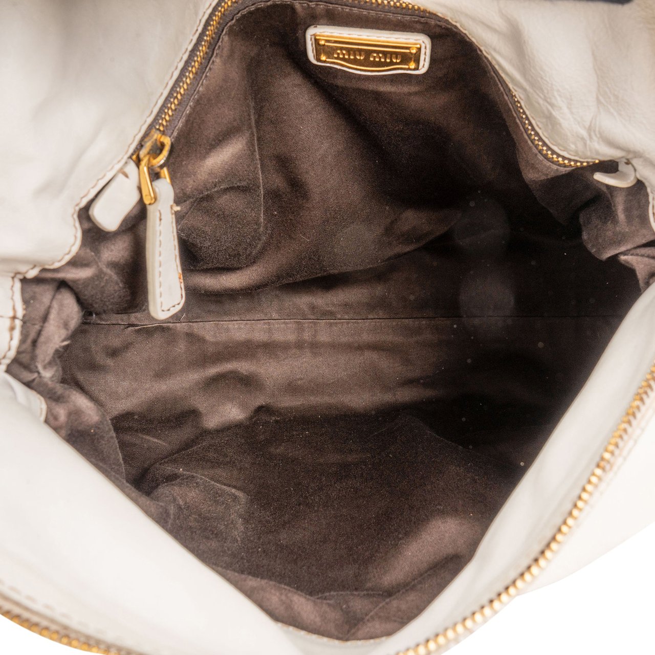 Miu Miu Miu Miu Classic Leather City Handbag Wit