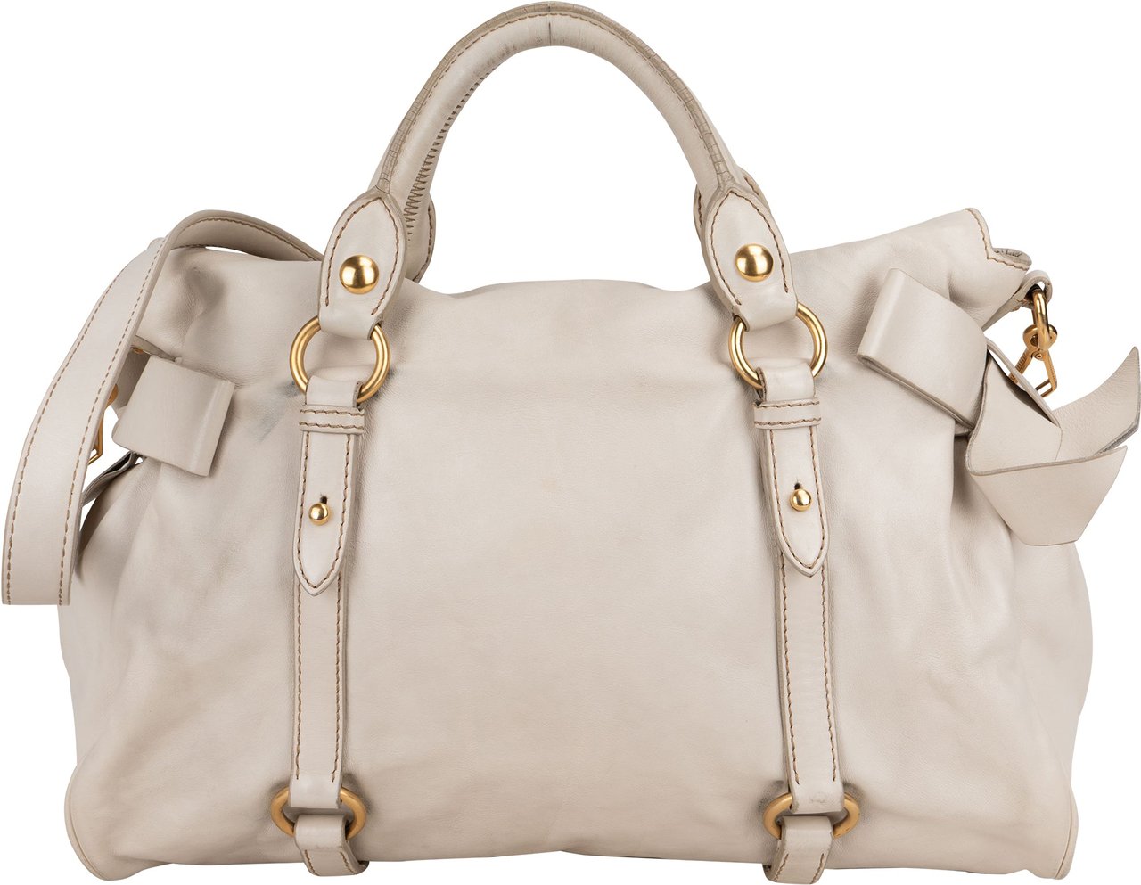 Miu Miu Miu Miu Classic Leather City Handbag Wit