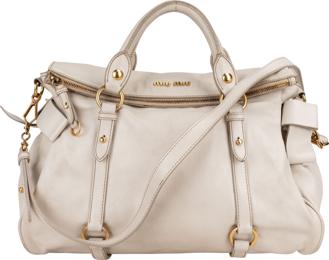 Miu Miu Miu Miu Classic Leather City Handbag Wit